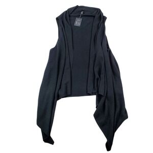 CC - Lane Bryant Women Vest One Size Solid Black Sleeveless Kimono Layering NWT